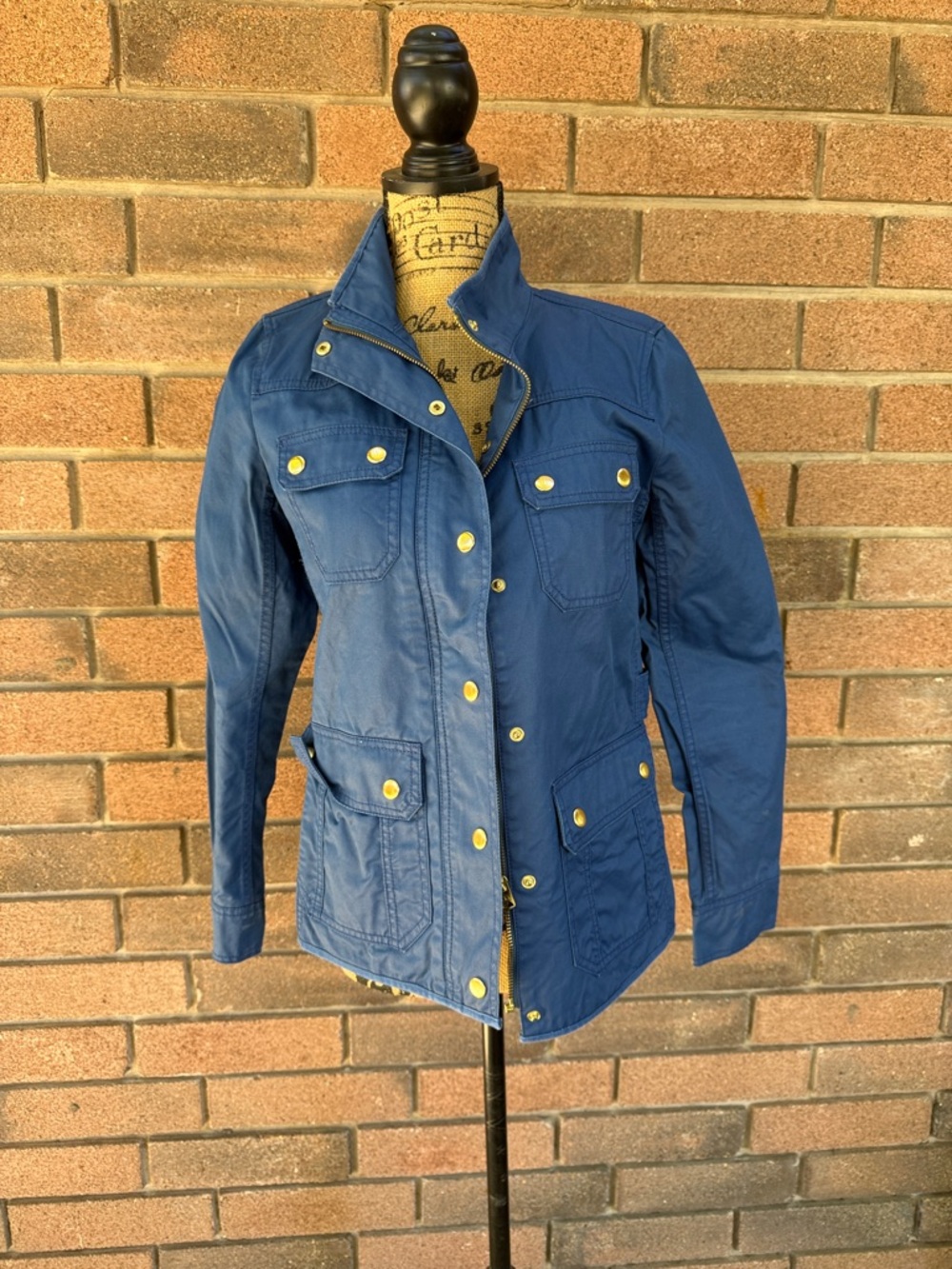 J. Crew Downtown Field Jacket in Blue Waxed Cotton Cobalt Blue Size XS